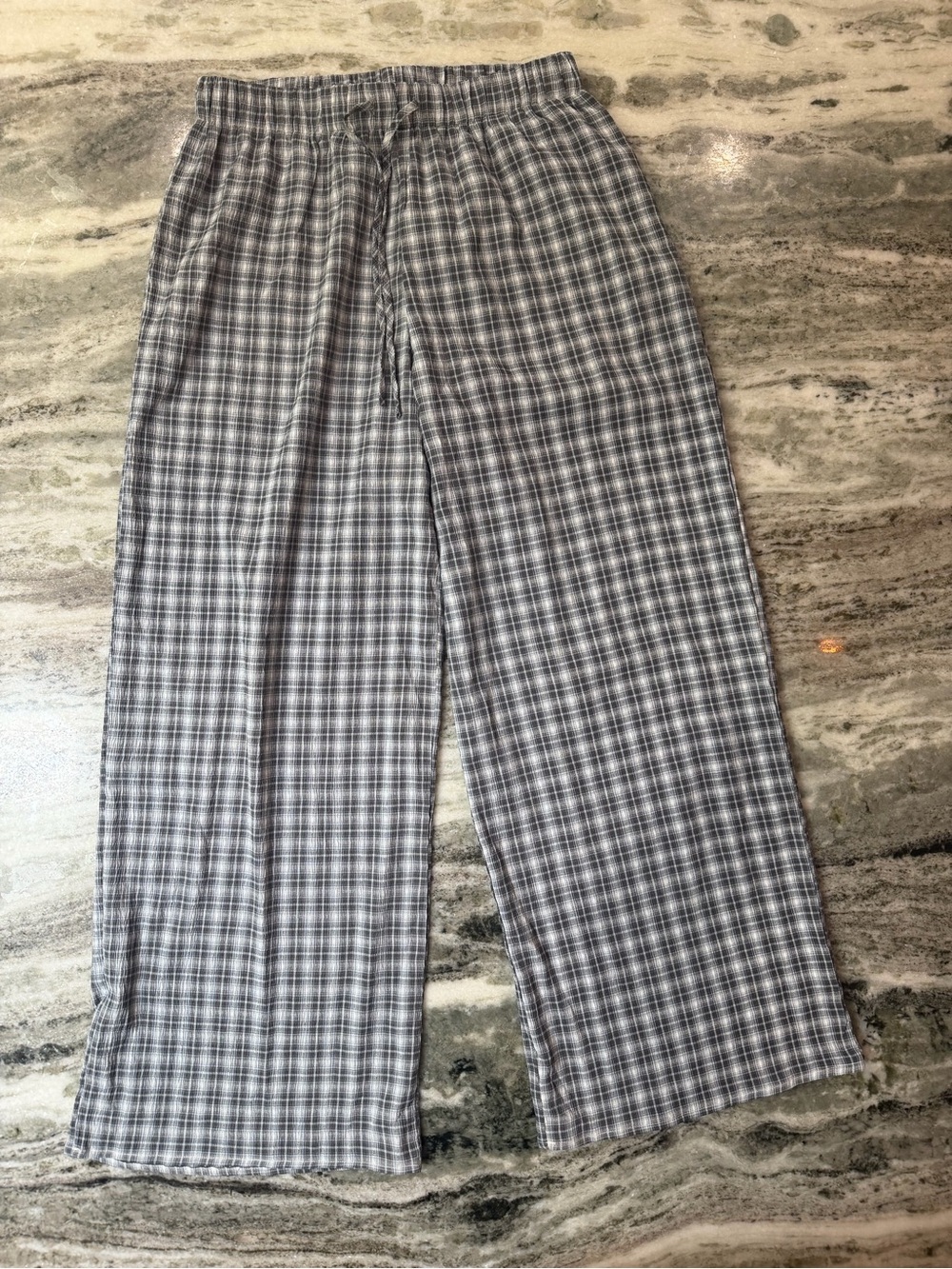 Women's Gray Plaid Lightweight Straight-Leg Lounge Pants